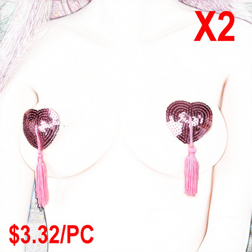 Heart-Shaped Sequins Silicone Nipple Sticker(2 Sets)