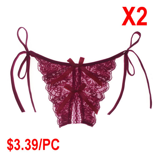 Sexy Underwear Fun Lace-edged Tied Underwear(2 Sets)