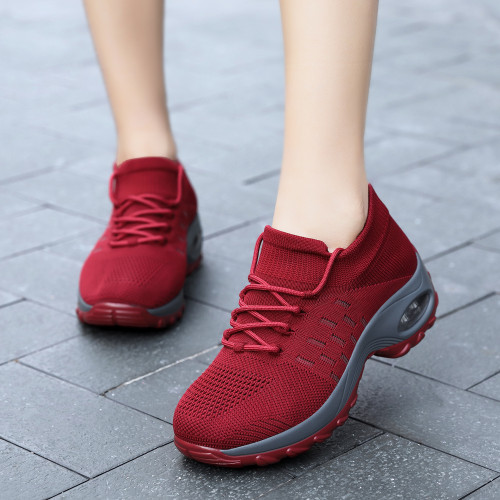 Lace Up Front Air Cushion Knit Sneakers