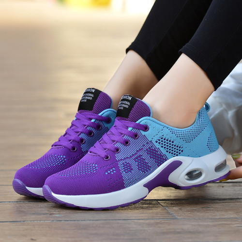 Two Tone Lace-Up Front Air Cushion Sport Shoes