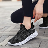 Fish Scale Decor Lace Up Front Knit Sneakers