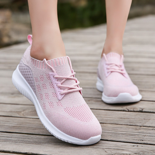 Lace Up Decor Knit Breathable Sneakers