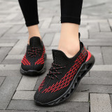 Fish Scale Decor Lace Up Front Knit Sneakers