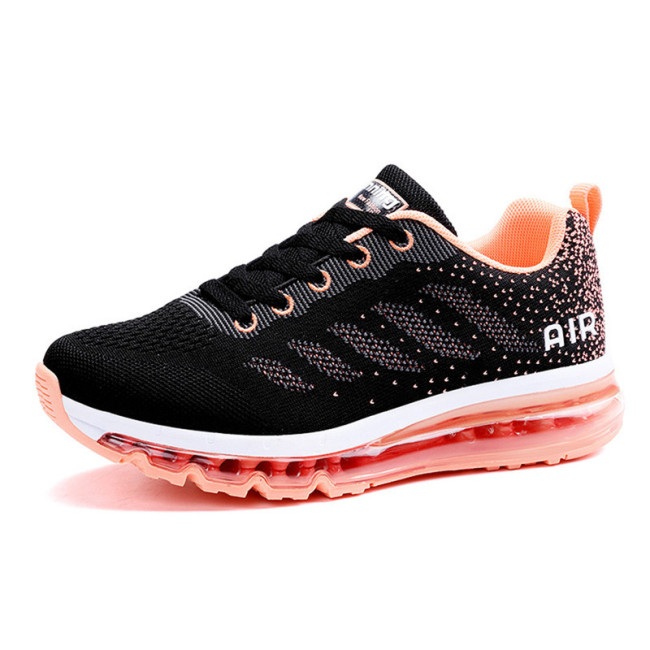 Letter Graphic Lace Up Front Air Cushion Knit Sneakers