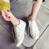 Hollow Out Scallop Trim Slip On Sneakers