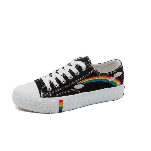 Rainbow Graphic Lace Up Front Canvas Shoes