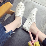 Hollow Out Scallop Trim Slip On Sneakers