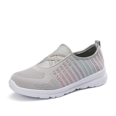 Color Dots Decor Slip On Knit Running Shoes