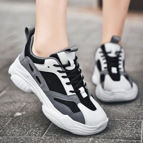 Lace Up Front Mesh Panel Chunky Sneakers
