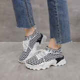Argyle Pattern Letter Graphic Lace Up Front Knit Sneakers