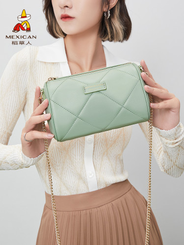 Spring and Summer New Bag Women's Simple Rhombic Design Niche Pillow Bag Single Shoulder Crossbody Bag Chain Bag