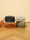 Women's New Genuine Leather High-grade Chain Lingge Bag Single Shoulder Bag Messenger Bag Small Square Bag