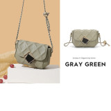 Women's New Genuine Leather High-grade Chain Lingge Bag Single Shoulder Bag Messenger Bag Small Square Bag
