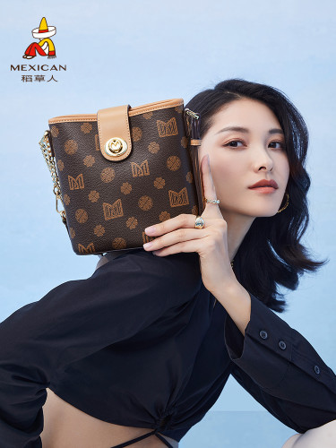 Women's New High-end Color Contrast Fashion Shoulder Bag Niche Messenger Bag Bucket Bag Woman