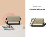 Women's Cowhide Summer Simple Color Contrast Small Square Bag Genuine Leather Crossbody Bag