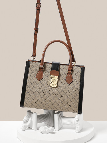 Women's Bag Spring and Summer Fashion Retro Contrast Large Capacity Handbag Mother's Bag Crossbody Bag