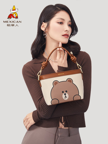 Brown Bear Bag High Sense Cute Girl Single Shoulder Bag Crossbody Bag