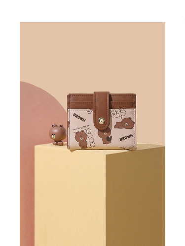 Women Brown Bear New Portable Thin Cute Small Card Bag