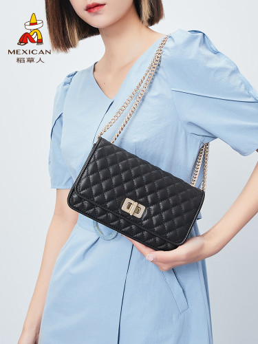 Women's Cowhide Bag Summer Genuine leather Bag Fashion Classic Chain Diamond Bag Shoulder Messenger Bag
