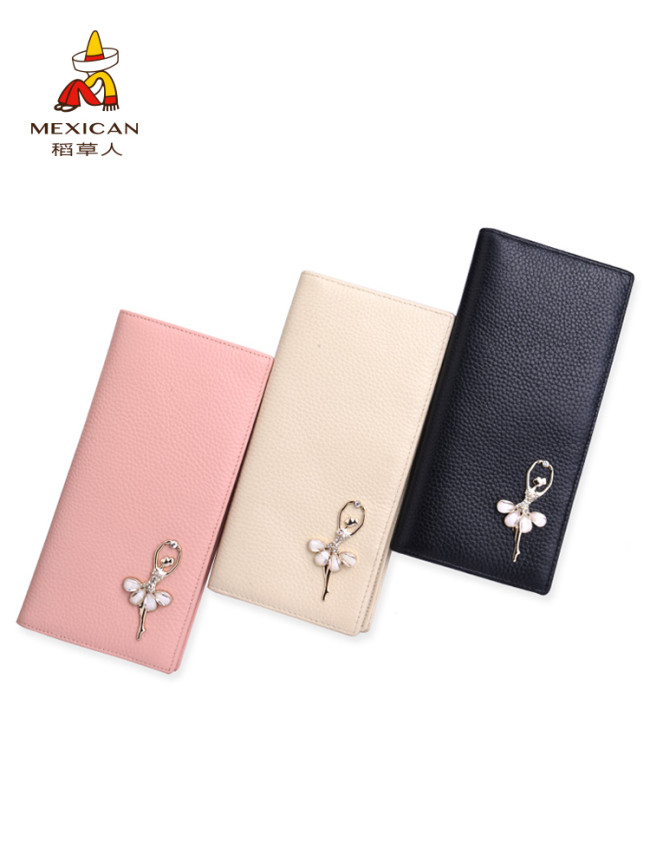 Women's Wallet Long Genuine Leather Fashion Korean Version of Sweet Cowhide Multi-function Wallet