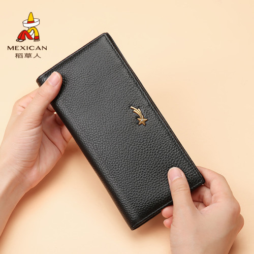 Women's Long Wallet Genuine Leather Cute Portable Long Clip Mobile Phone Bag One Coin Purse