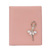 Women's Genuine Leather Wallet Short Leather Student Korean Cute 2-fold Top Layer Leather Student Wallet