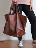 Retro New Simple Large Bag Soft Leather Large Capacity Shoulder Tote Women's Bag