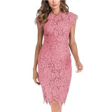 Amazon Women's Solid Color Lace Slim Bodycon Sexy Dress