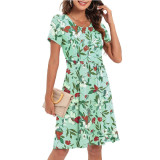 Summer Casual Dress Amazon Mid Length Skirt Tie Fashion Ladies