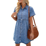 Amazon Ebay Summer New Women's Denim Short-sleeved Cami DressesSkirt