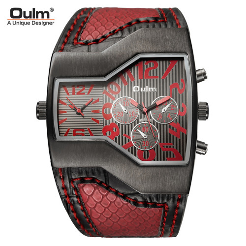 Oulm Quartz Statement Fashion Large Dial Strap Men's Watch