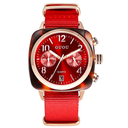 Quartz Watch Net Red Couple Fashion Waterproof Large Dial Canvas Belt Fashion Watch Women's Watch