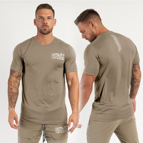 Summer Short Sleeve Men's Loose Fit Sports Large Round Neck Solid Top T-shirt