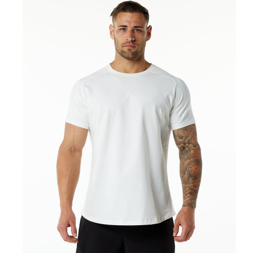 Summer Large Size Sports Fitness Short-sleeved Men's Cotton Round Neck Solid Color Casual T-shirt