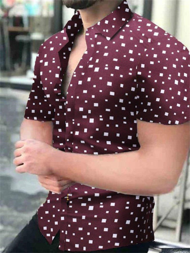 EBAY Amazon Summer New Men's Casual Short Sleeve Flower Shirt