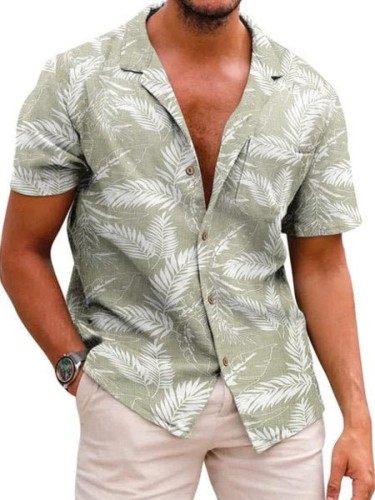 Summer Men's Shirt Short Sleeve Printed Men's Shirt Polo Cardigan Casual Shirt