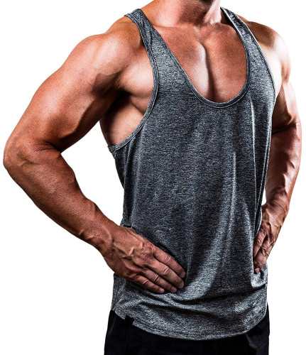 Men's Solid V-Neck Sleeveless Top T-shirt Sports Fitness Tank Top
