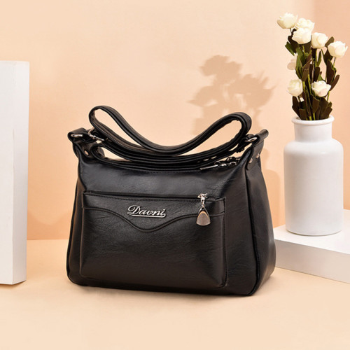 Middle Aged Women's Bag Large Capacity Soft Leather Fashionable Shoulder Bag