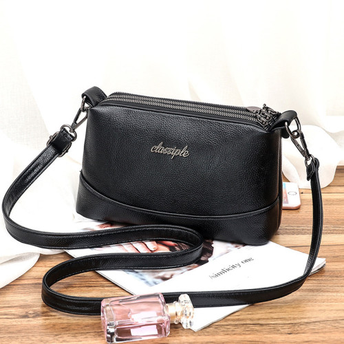 Women's Spring and Summer Fashion Three Layer Soft Leather Korean Version Simple Casual Shoulder Bag