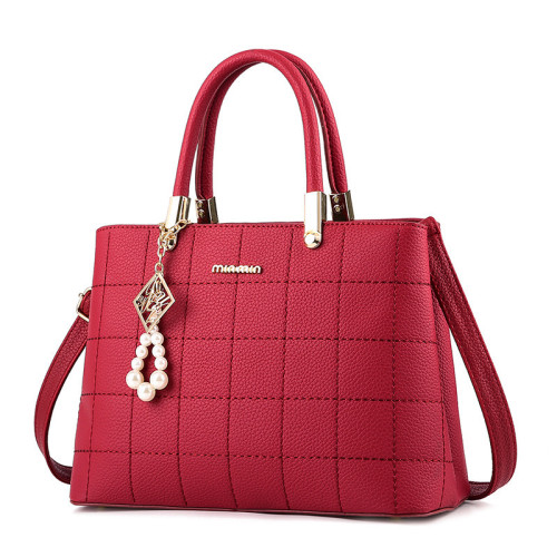 Women's Embroidered Plaid Handbag For Middle-aged Mothers Large Capacity Shoulder Bag