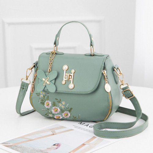 Simple And Fashionable Embroidered Bucket Bag, Autumn Sweet Lady Shoulder Bag