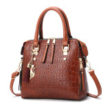 Autumn and Winter Stone Pattern PU Leather Handbag Large Capacity Casual Shoulder Bag