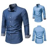 Spring/Summer Amazon Men's Casual Long Sleeve Shirts Men's Fashion Denim Shirts