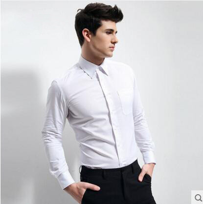 Men's Long Sleeved Business Dress Cotton Shirt Slim Fit White Men's Shirt Long Sleeve