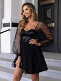 Black Lantern Tulle Party Mini Dress