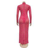 RoseRed Rhinestones 2 Pieces Mesh Luxury Long Dress