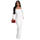 White Lace Hollow Straps Sexy Formal Evening Long Dress