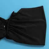Black Women Underwires Off Shoulder Pleated Maxi Dress