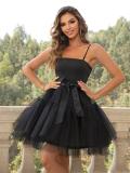 Black Strapless Mesh Temperamental Birthday Party Club Prom Skirt Dress