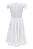 White Sleeveless Lace Hollow Short Sleeve Waisted Tutu Dress